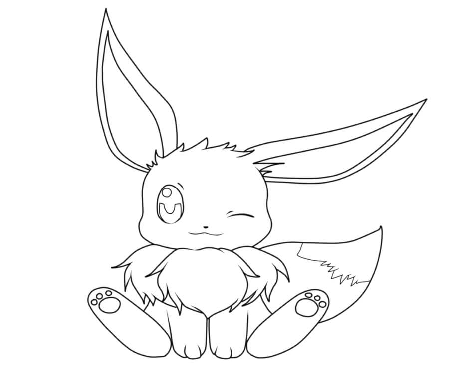 Dibujo de Lindo Eevee Sentado para Colorear