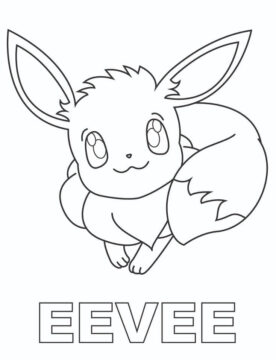 Dibujo de Lindo Eevee Sonriente para Colorear