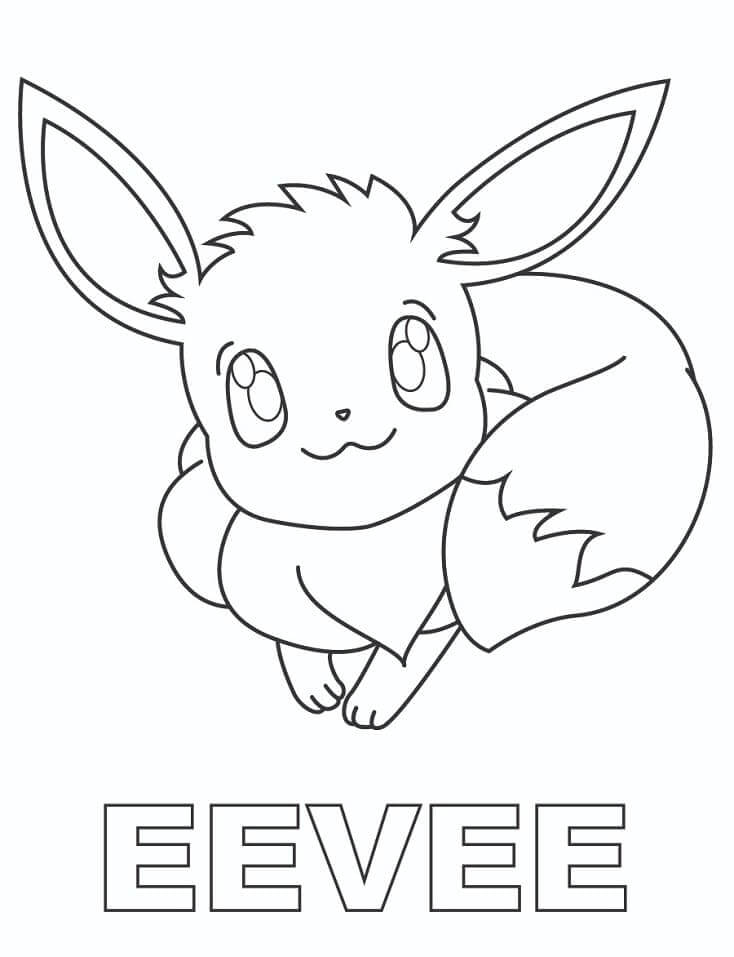 Dibujo de Lindo Eevee Sonriente para Colorear