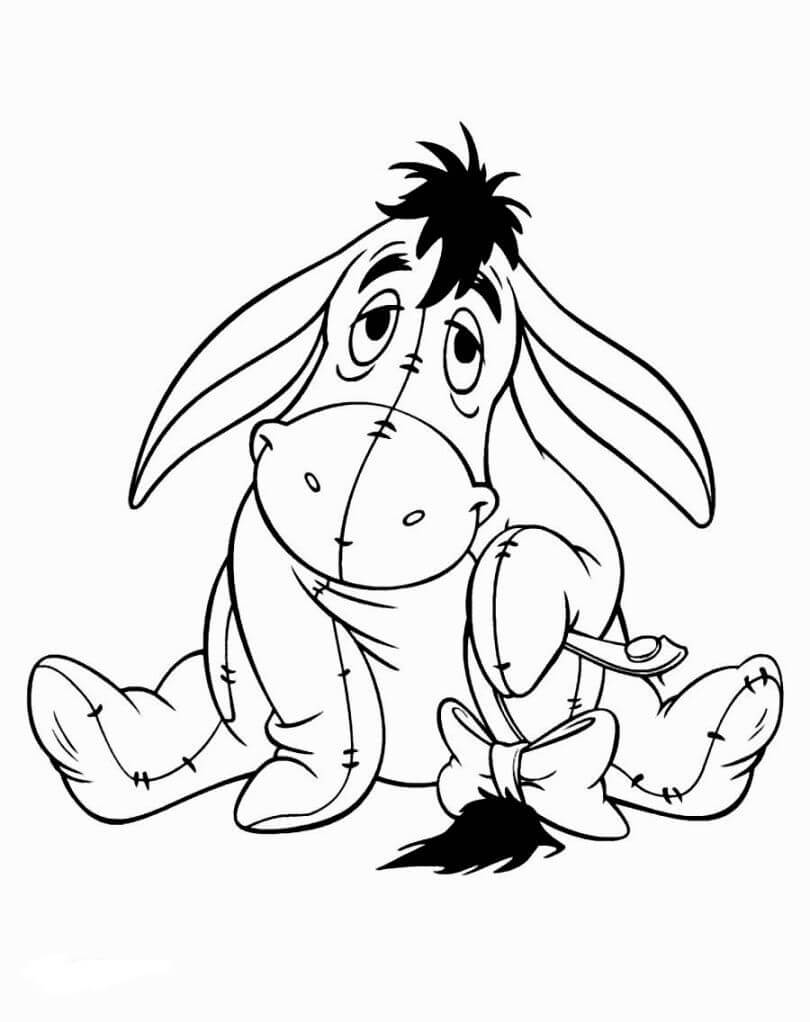 Dibujo de Eeyore Sentado para Colorear