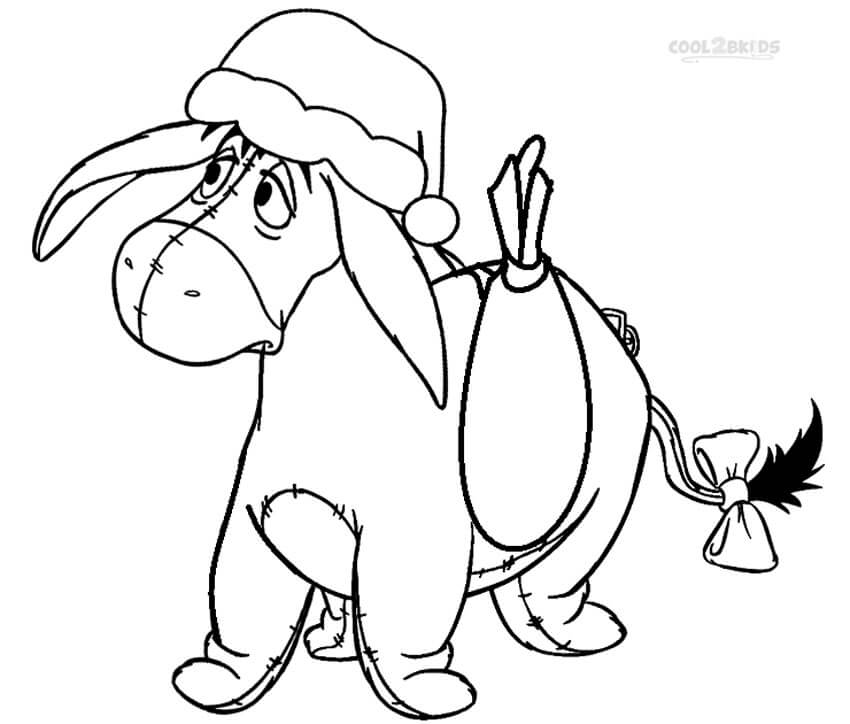 Dibujo de Eeyore en Navidad para Colorear