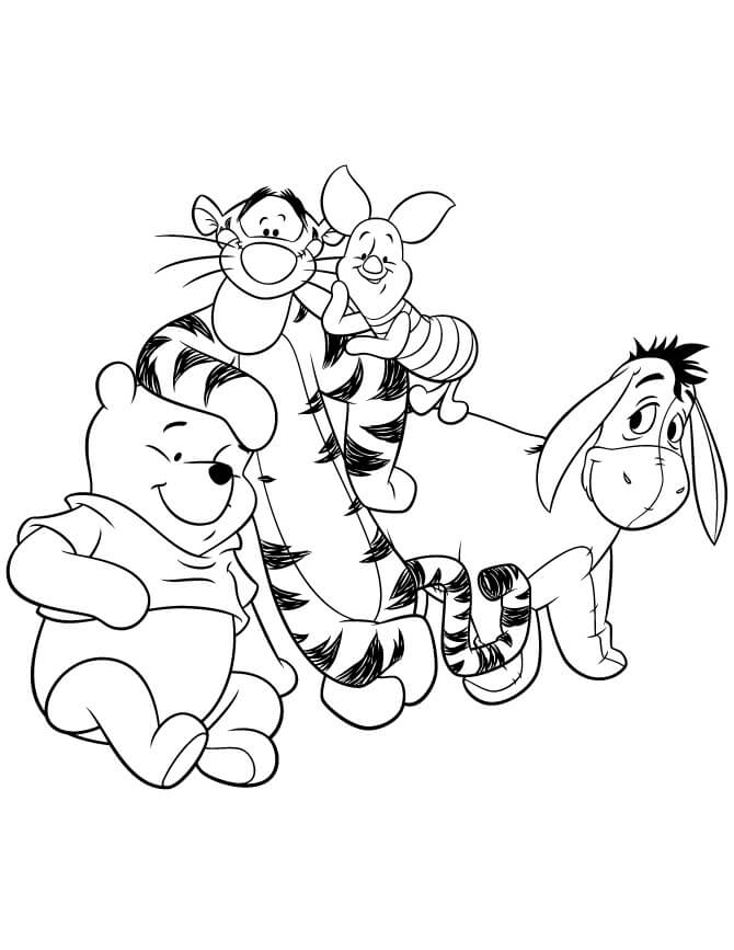 Dibujo de Eeyore y Amigo para Colorear