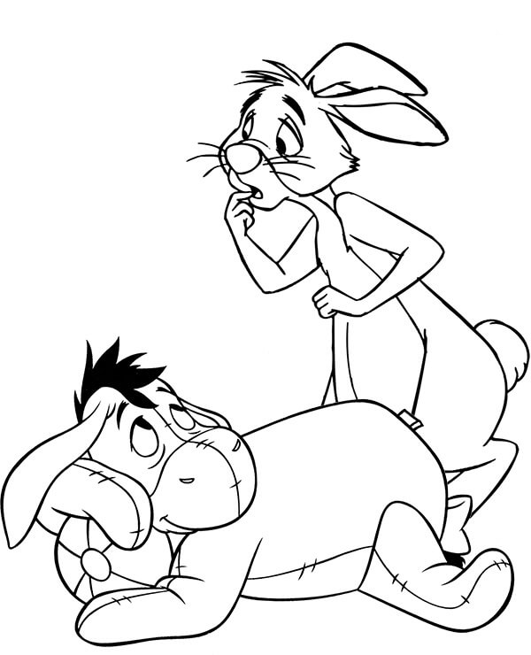 Dibujo de Eeyore y Conejo para Colorear