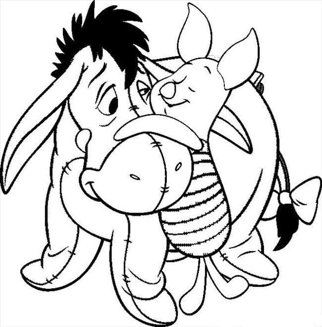 Dibujo de Eeyore y Piglet para Colorear
