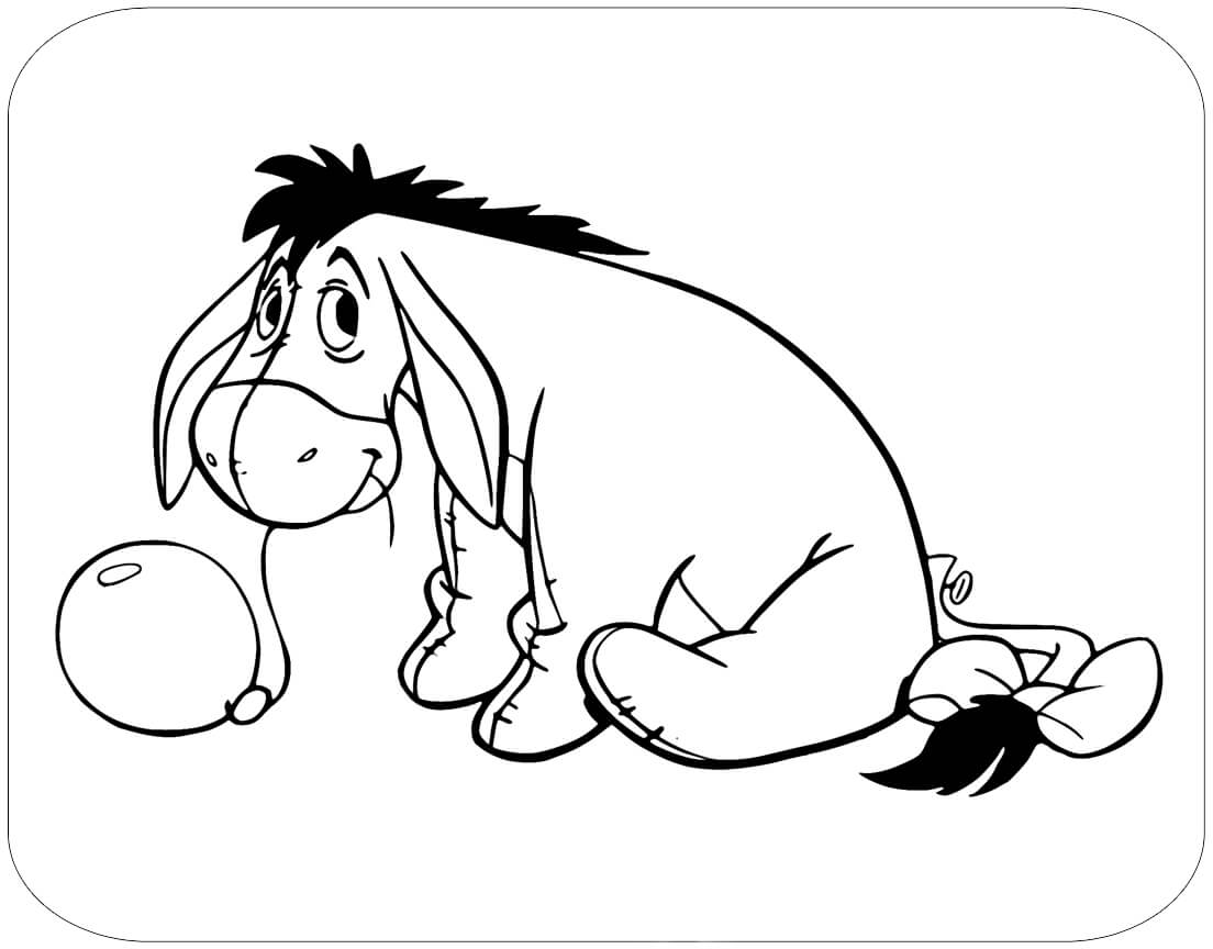 Dibujo de Pooh con Globo para Colorear