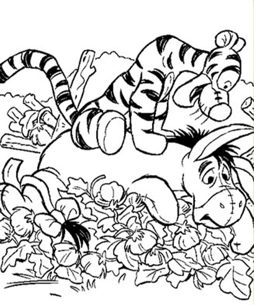 Dibujo de Tigre y Eeyore para Colorear