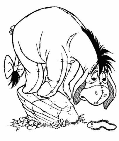 Dibujo de Un Gusano Asust a Eeyore para Colorear