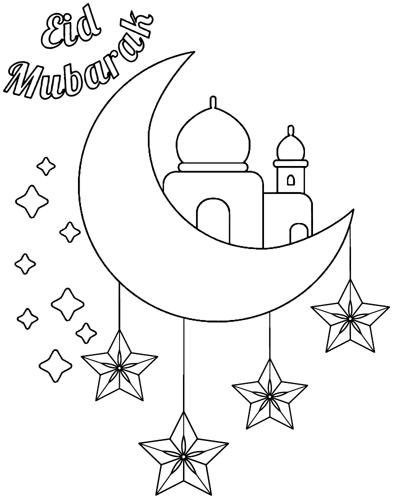 Dibujo de Eid Crescent Moon Coloring Page For Kid para Colorear