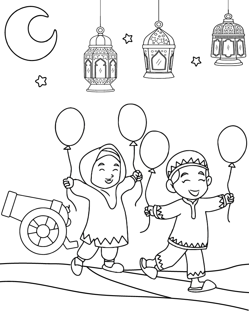 Dibujo de Eid Festival Coloring Page For Kid para Colorear