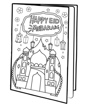 Dibujo de Eid Greeting Card Coloring Page For Kid para Colorear
