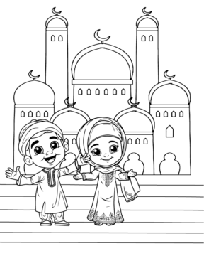 Dibujo de Eid Lantern Coloring Page For Child para Colorear