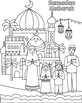 Dibujo de Eid Mubarak Coloring Page For Kid para Colorear