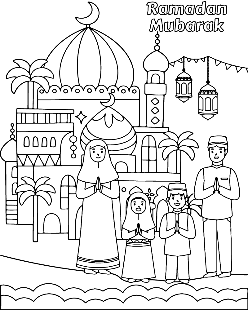 Dibujo de Eid Mubarak Coloring Page For Kid para Colorear