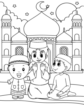 Dibujo de Eid Prayer Coloring Page For Kid para Colorear