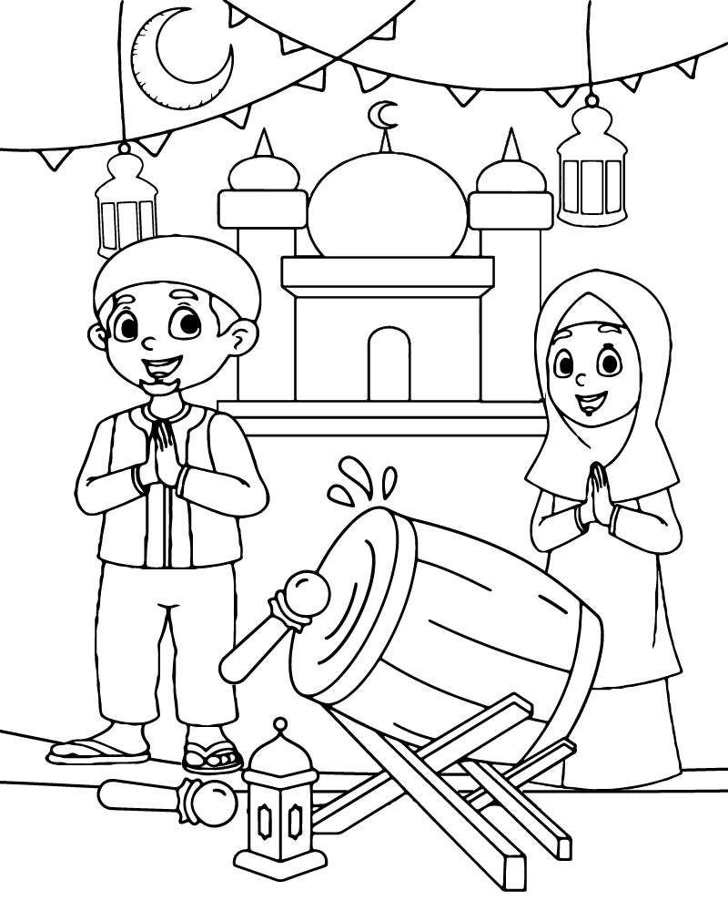 Dibujo de Eid Traditions Coloring Page For Child para Colorear