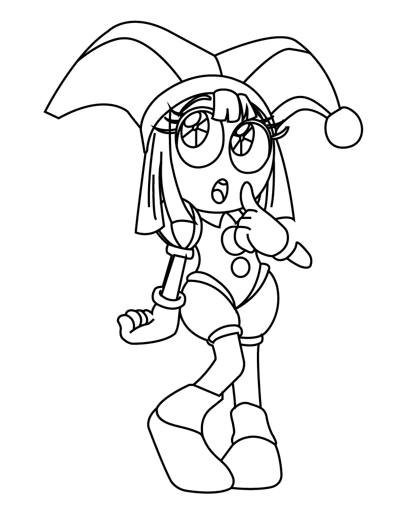 Dibujo de Easy Printable Of Pomni Coloring Pagepng para Colorear