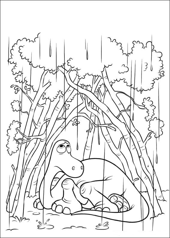 Dibujo de Arlo Protegindose de la Lluvia para Colorear