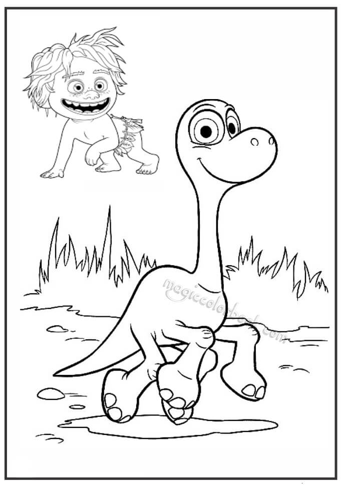 Dibujo de Arlo Sonriendo y Spot para Colorear