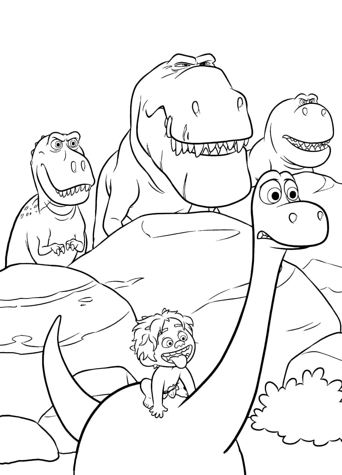 Dibujo de Butch Ramsey Nash Arlo y Spot Miran Escondidos Detrs de una Roca para Colorear