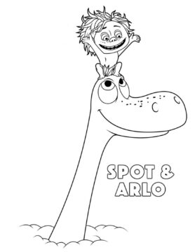 Dibujo de Spot Sentado en la Cabeza Arlo para Colorear
