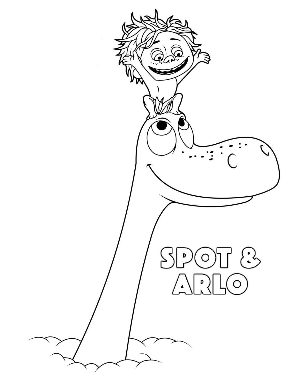 Dibujo de Spot Sentado en la Cabeza Arlo para Colorear