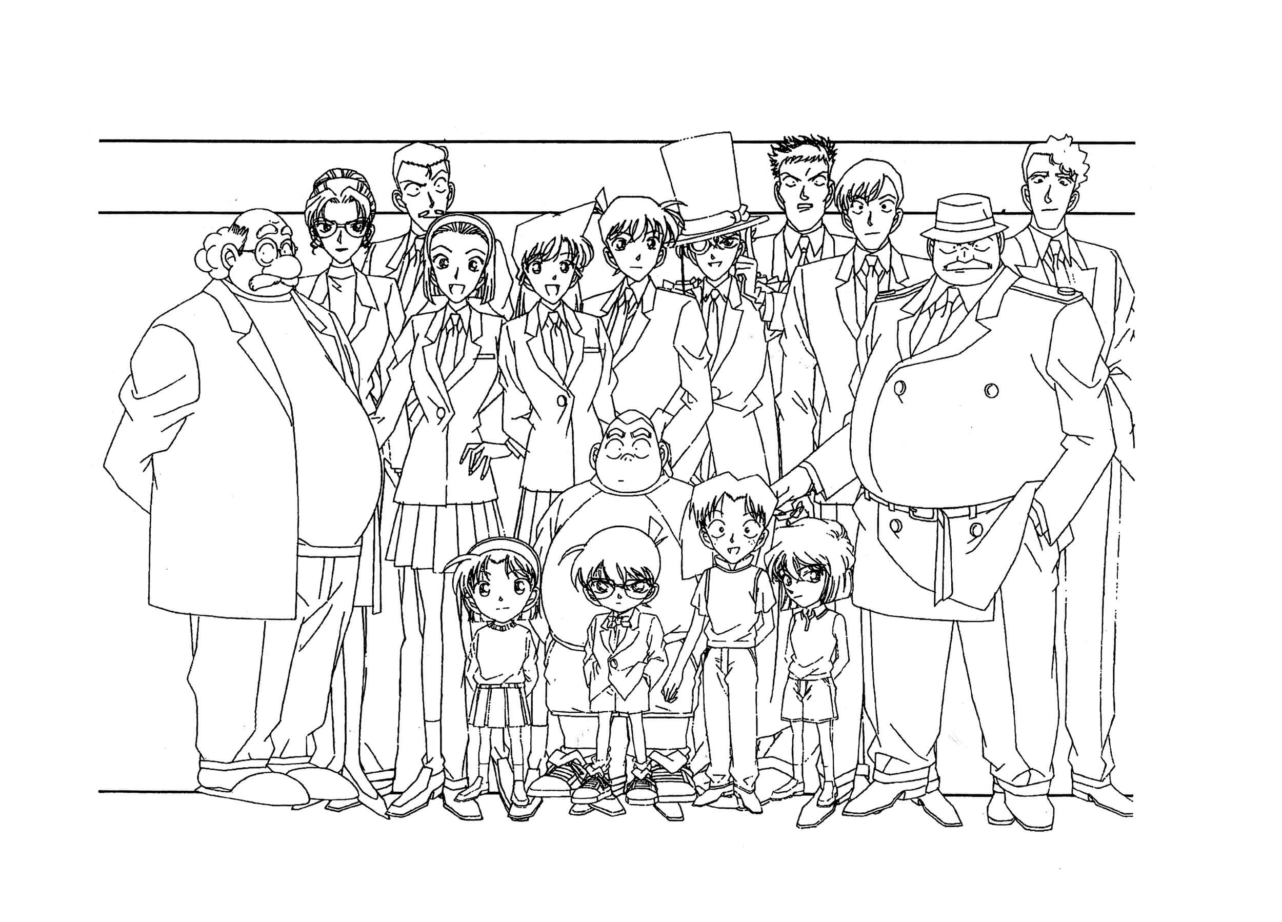 Dibujo de Conan y Todos los Personajes para Colorear