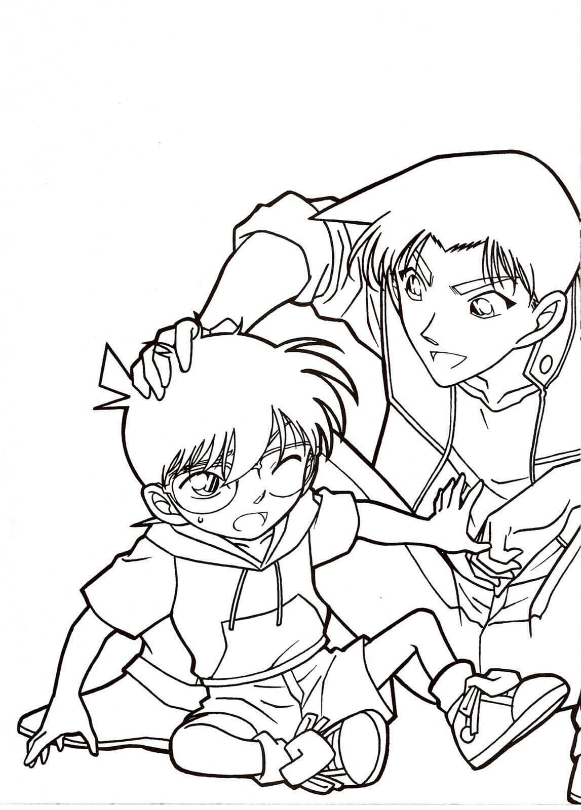 Dibujo de Heiji y Conan para Colorear