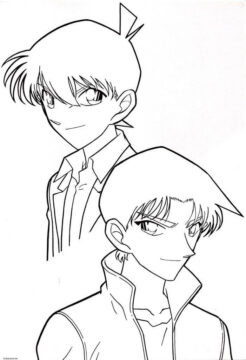 Dibujo de Shinichi y Heiji para Colorear
