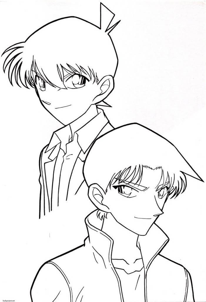 Dibujo de Shinichi y Heiji para Colorear