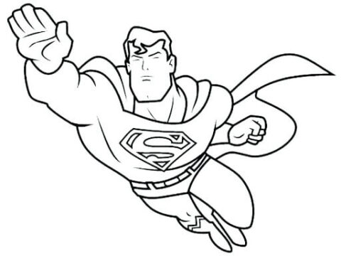 Dibujo de Super Hombre Volando para Colorear