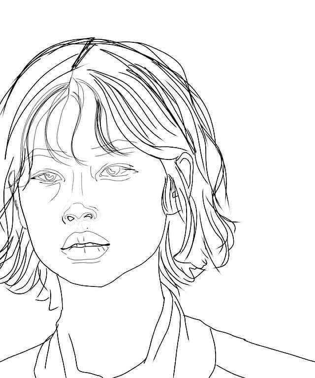 Dibujo de Cara Kang Sae Byeok Jugador de Juego de Calamar para Colorear
