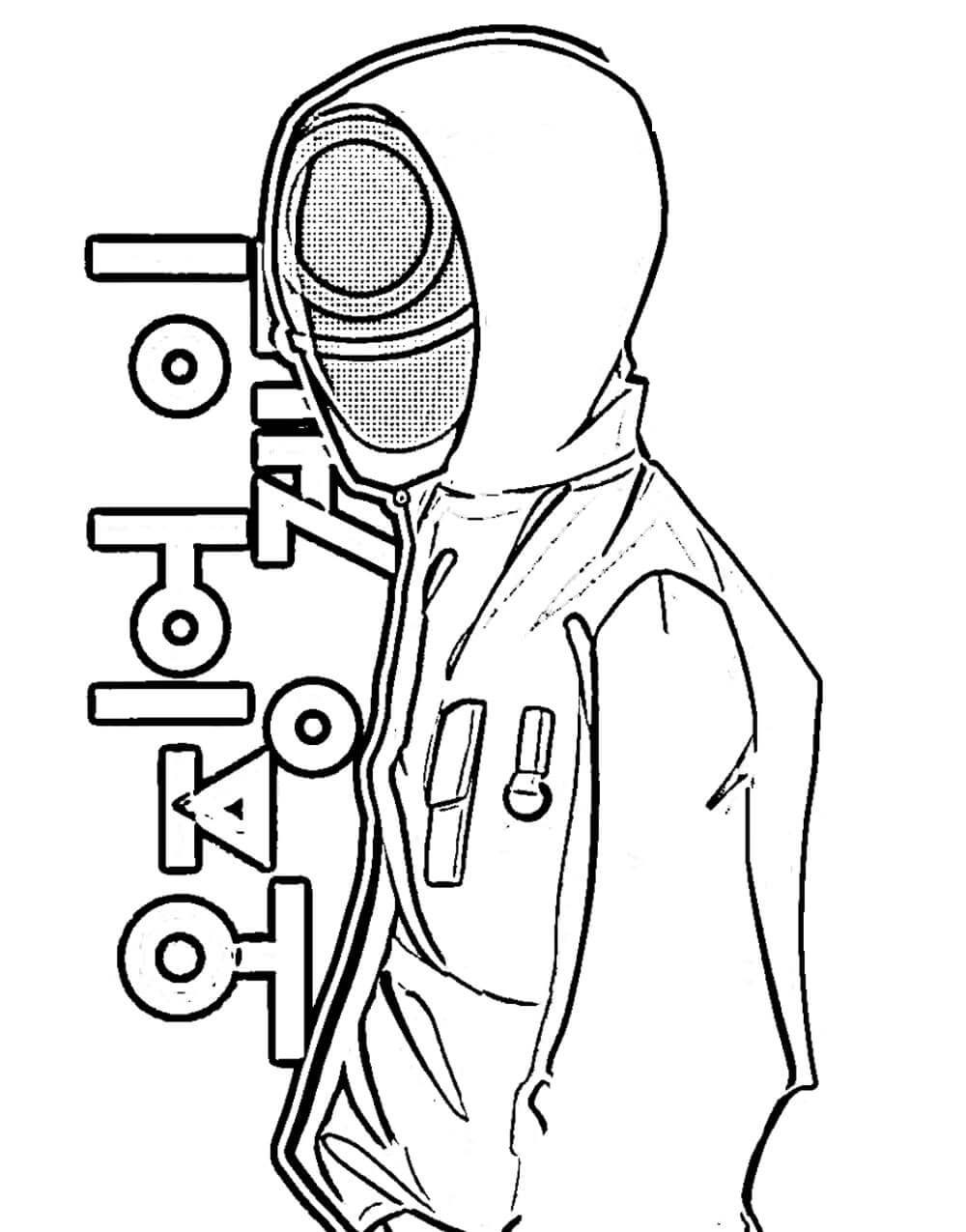 Dibujo de Cara Redonda Guardia Rojo Uniforme para Colorear