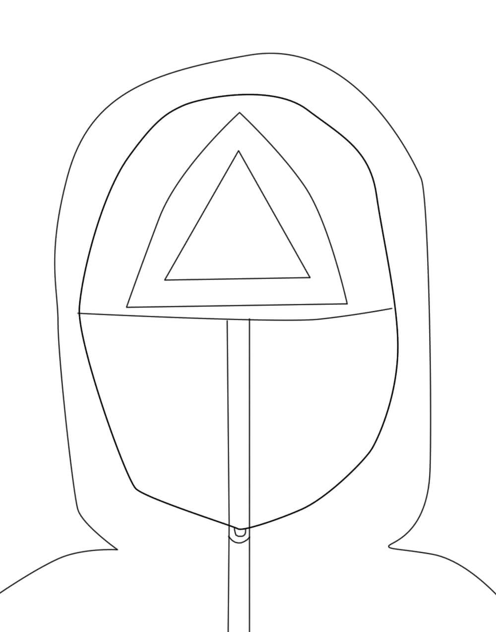 Dibujo de Cara triángulo Uniforme Guardia Roja para Colorear