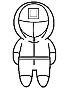 Dibujo de Uniforme de Guardia Roja Cuadrado Chibi para Colorear