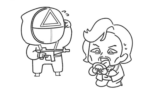 Dibujo de Uniforme de la Guardia Roja Chibi y Chibi Seong Gi Hun para Colorear