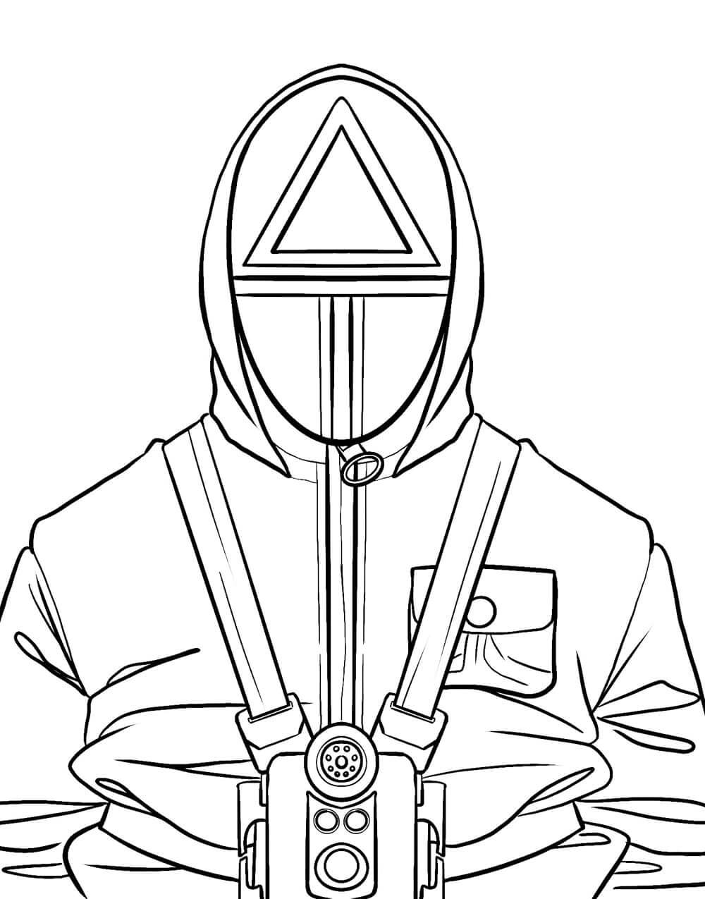 Dibujo de Uniforme de la Guardia Roja del triángulo de la Cara para Colorear
