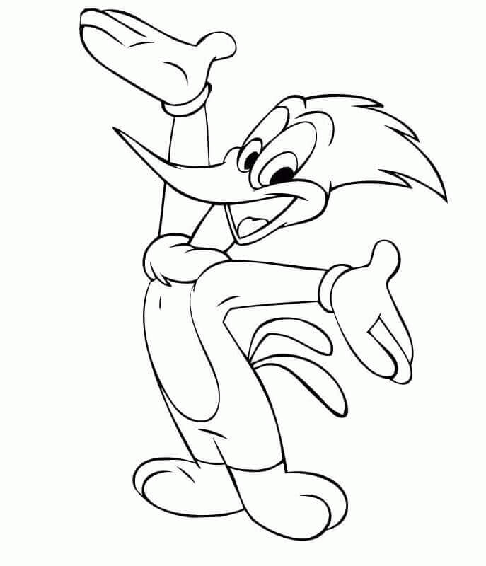 Dibujo de Pjaro Carpintero Divertido para Colorear