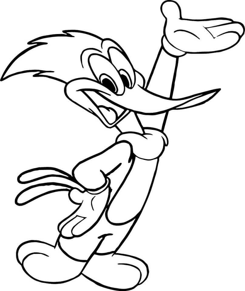 Dibujo de Pjaro Carpintero Leoso Normal para Colorear