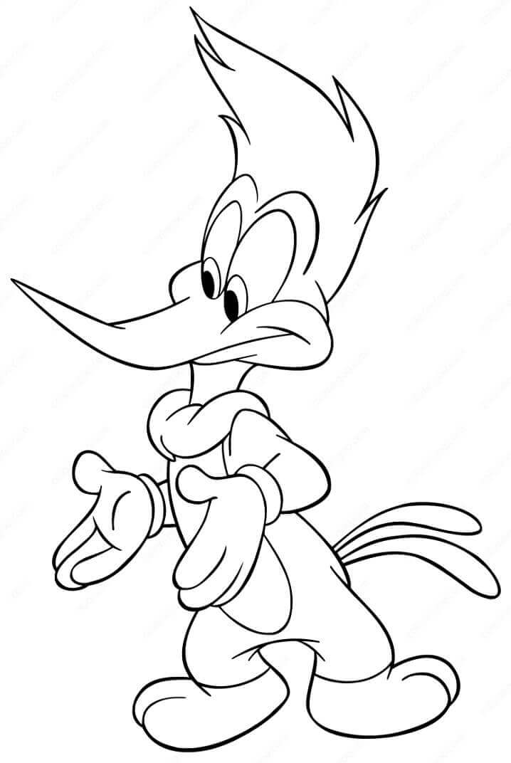 Dibujo de Pjaro Carpintero Leoso Simple para Colorear