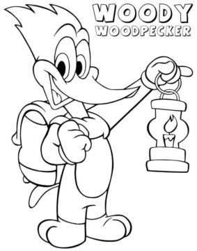 Dibujo de Woody Woodpecker con Lmpara de Aceite para Colorear