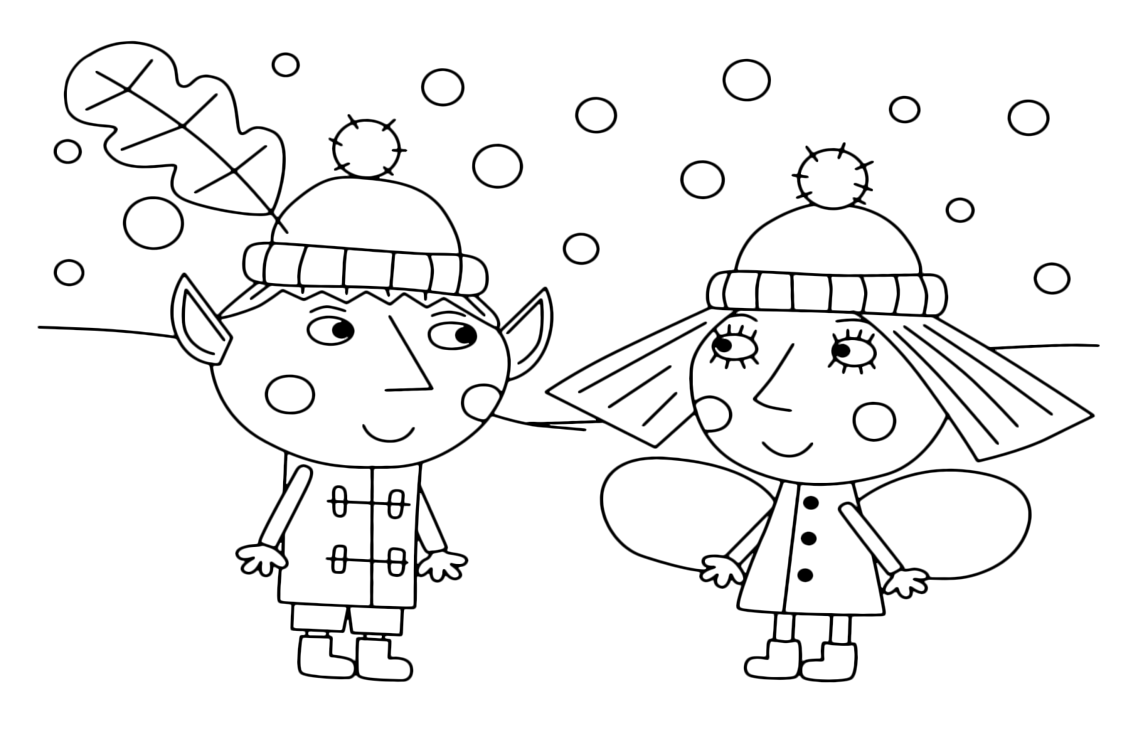 Dibujo de Ben y Holly en el Invierno para Colorear