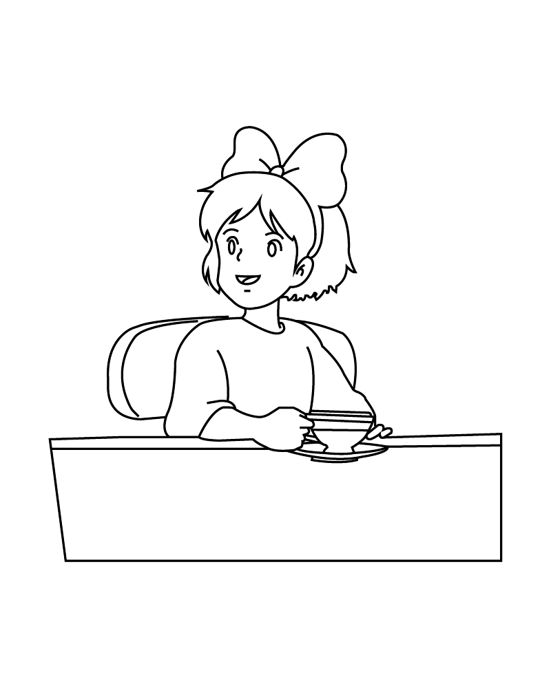 Dibujo de Kiki Drinking a Cup Of Tea Coloring Page para Colorear