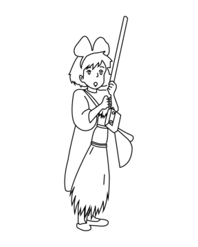 Dibujo de Kikis Delivery Service Broom Ride Coloring Page para Colorear