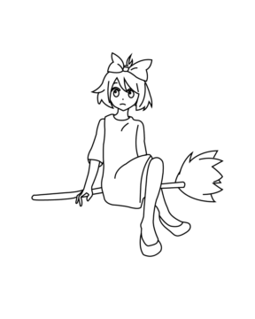 Dibujo de Kikis Delivery Service Flying Adventure Coloring Page 1 para Colorear