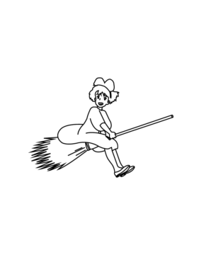 Dibujo de Kikis Delivery Service Flying Adventure Coloring Page para Colorear