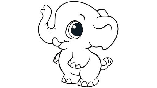 Dibujo de Elefante Chibi para Colorear