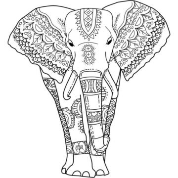 Dibujo de Elefante Tatuaje para Colorear