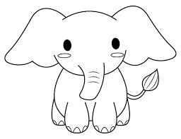Dibujo de Kawaii Elefante para Colorear