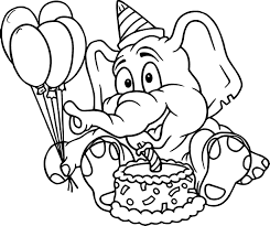Dibujo de Cumpleaños de Elefante para Colorear