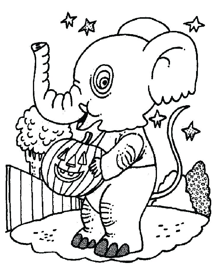 Dibujo de Elefante con Calabaza para Colorear